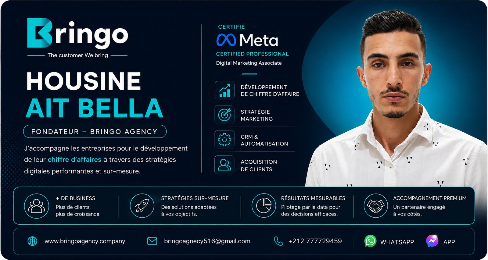 Housine Ait Bella, Fondateur Bringo Agency, certifié Meta Digital Marketing Associate